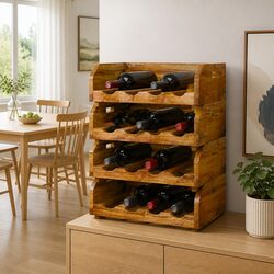 Wooden Wine Rack Set for 16 Bottles, 4 Pcs