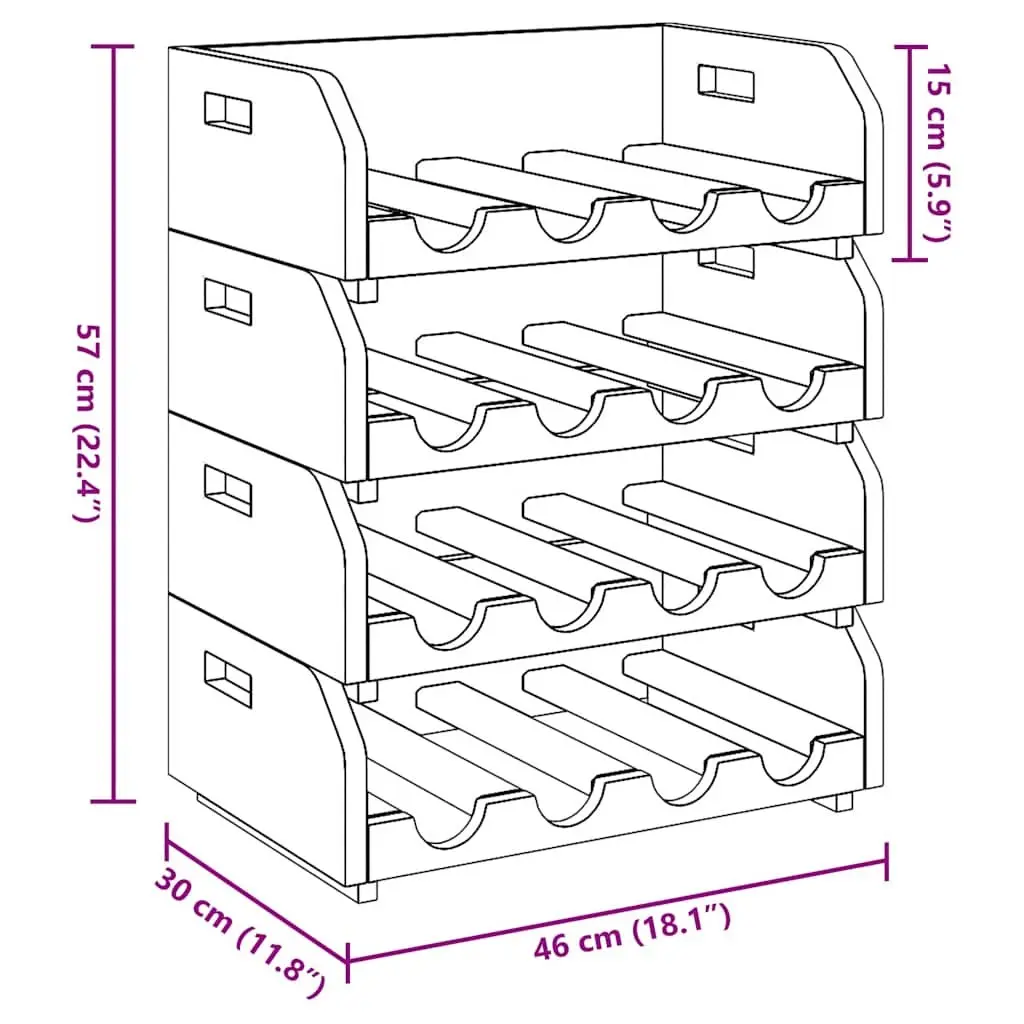 Wooden Wine Rack Set for 16 Bottles, 4 Pcs