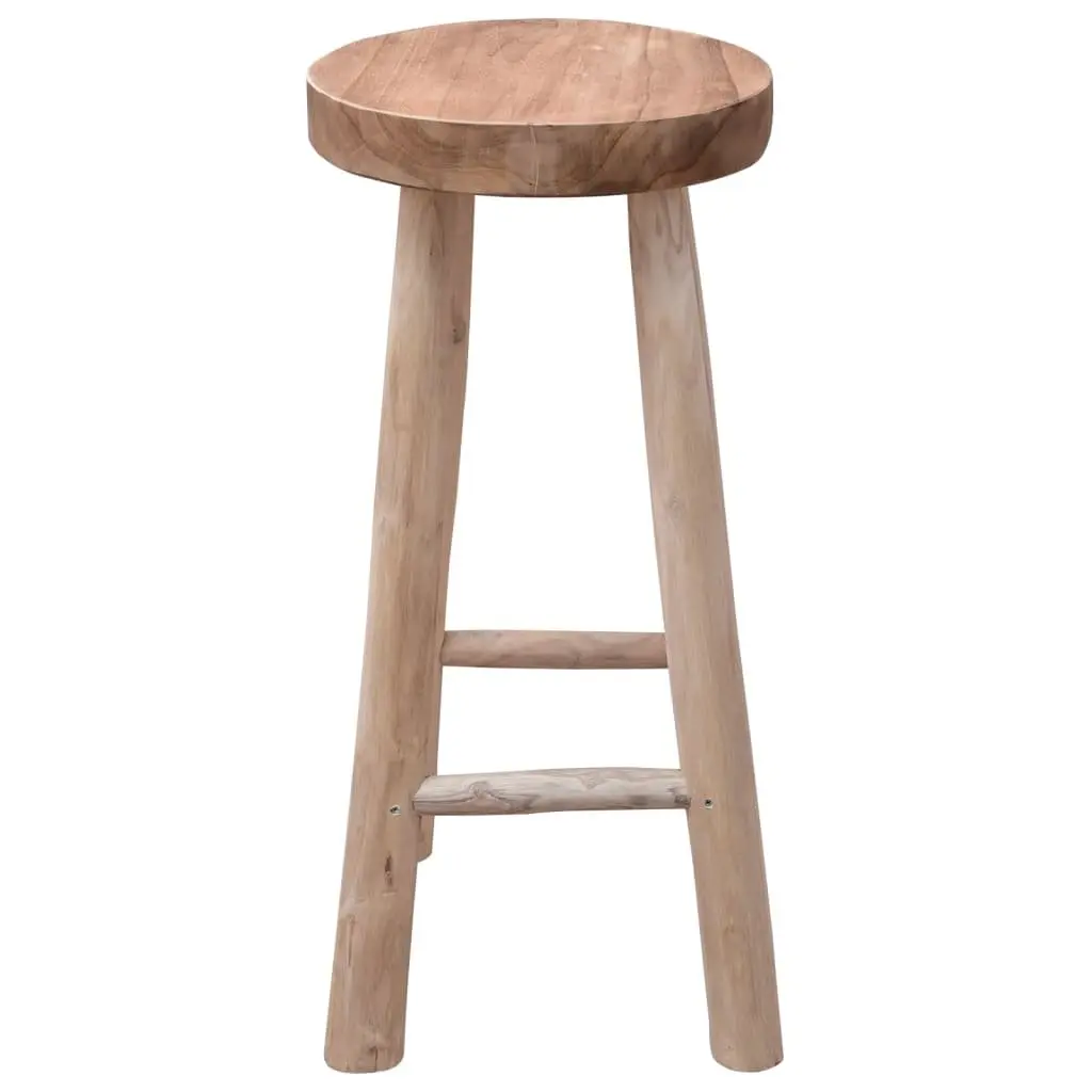 Solid Teak Wood Bar Stool with Rustic Curved Legs