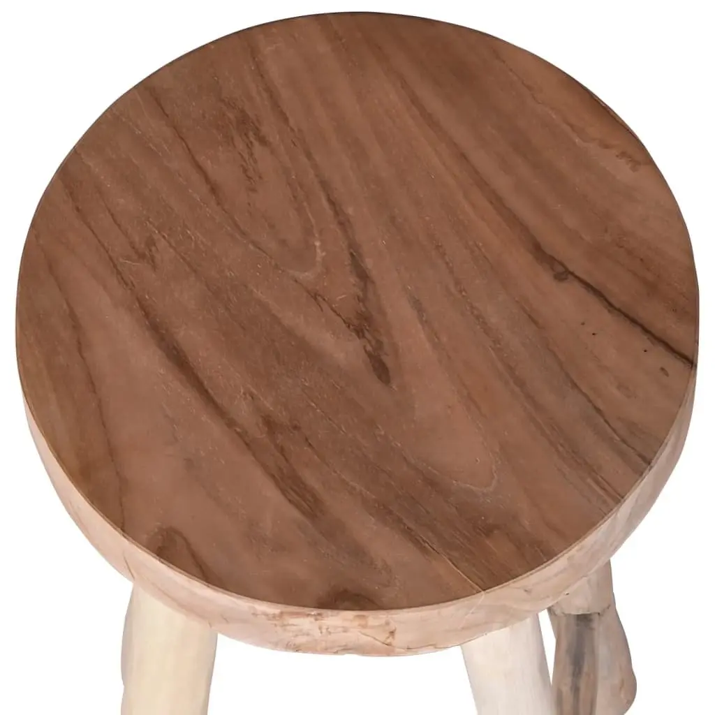 Solid Teak Wood Bar Stool with Rustic Curved Legs