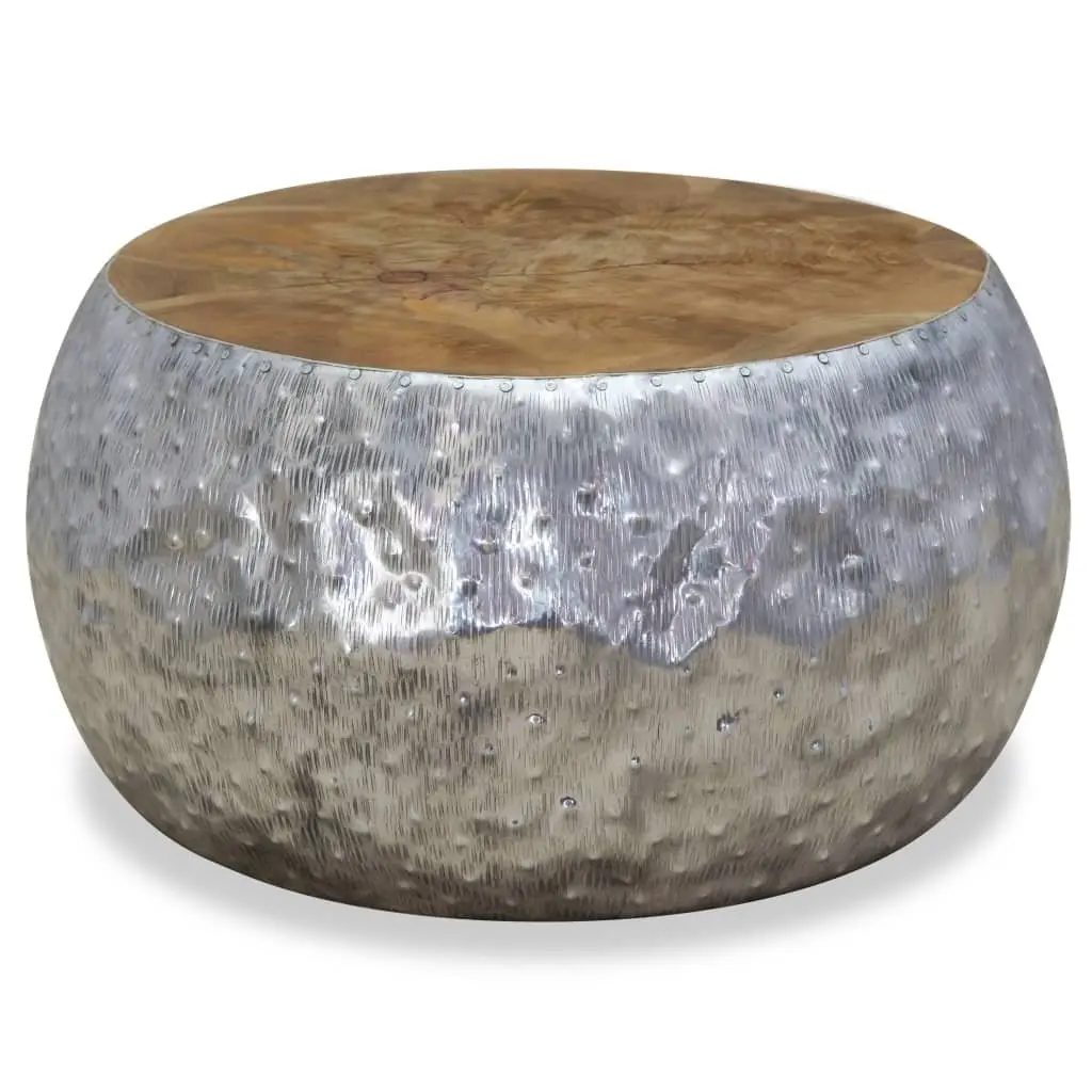 Round Coffee Table with Teak and Aluminium