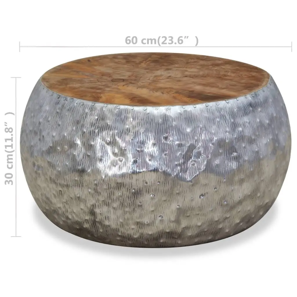 Round Coffee Table with Teak and Aluminium