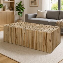 Brown Wood Coffee Table for Living Room Decor