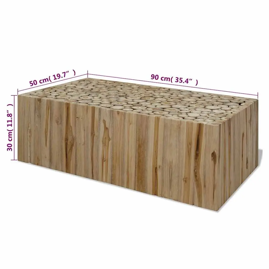 Coffee Table Wood 90x50x30cm Brown Teak Style