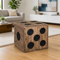 Wooden Dice Design Storage Box, 40x40x40cm