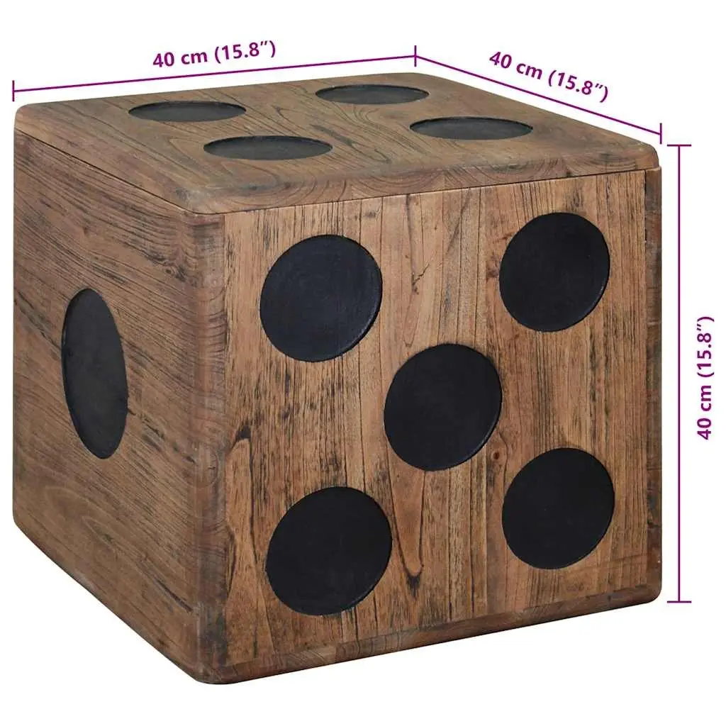 Storage Box Dice Design 40x40x40cm Wooden Storage Chest Coffee Side Table Brown