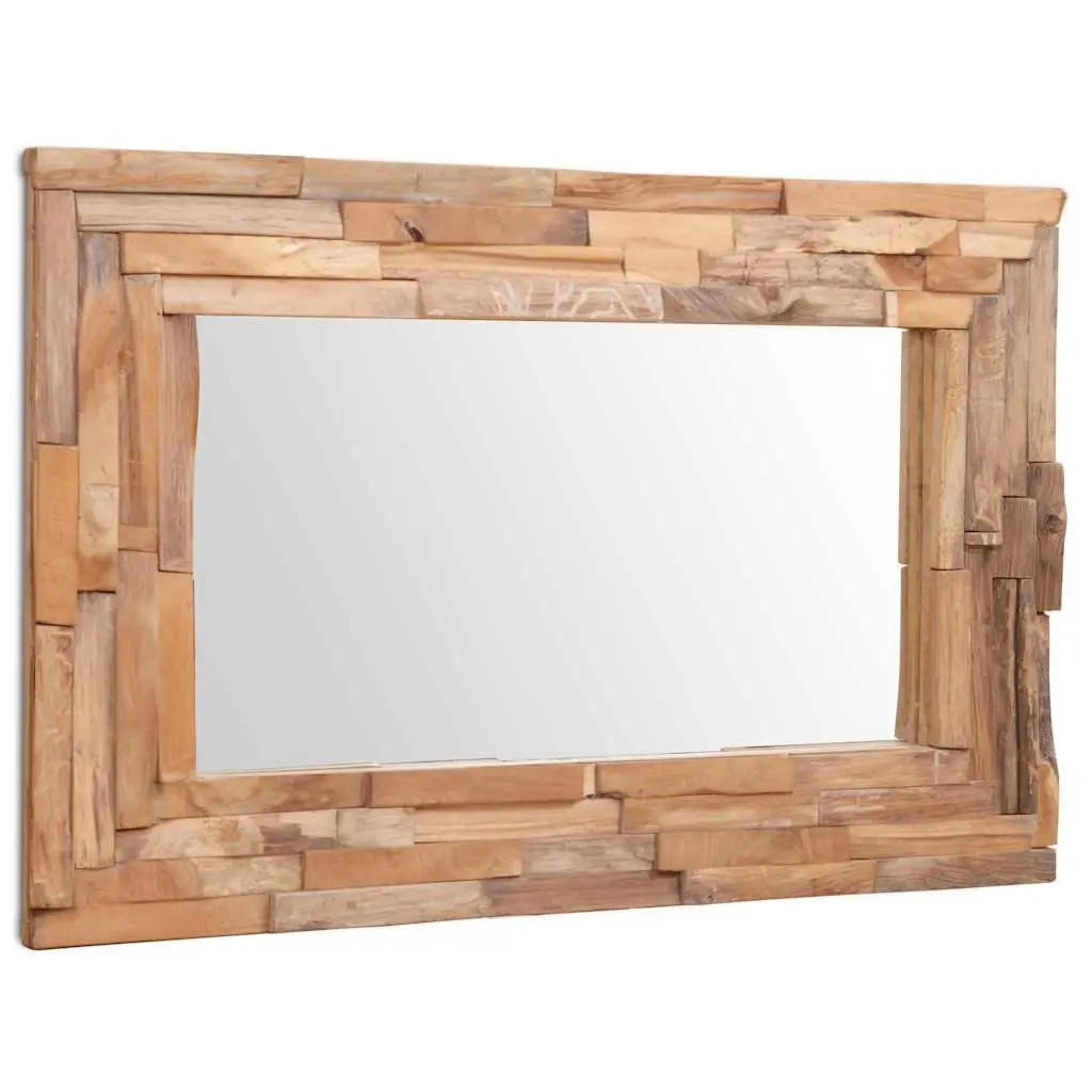 Rectangular Decorative Mirror with Teak Frame for Home