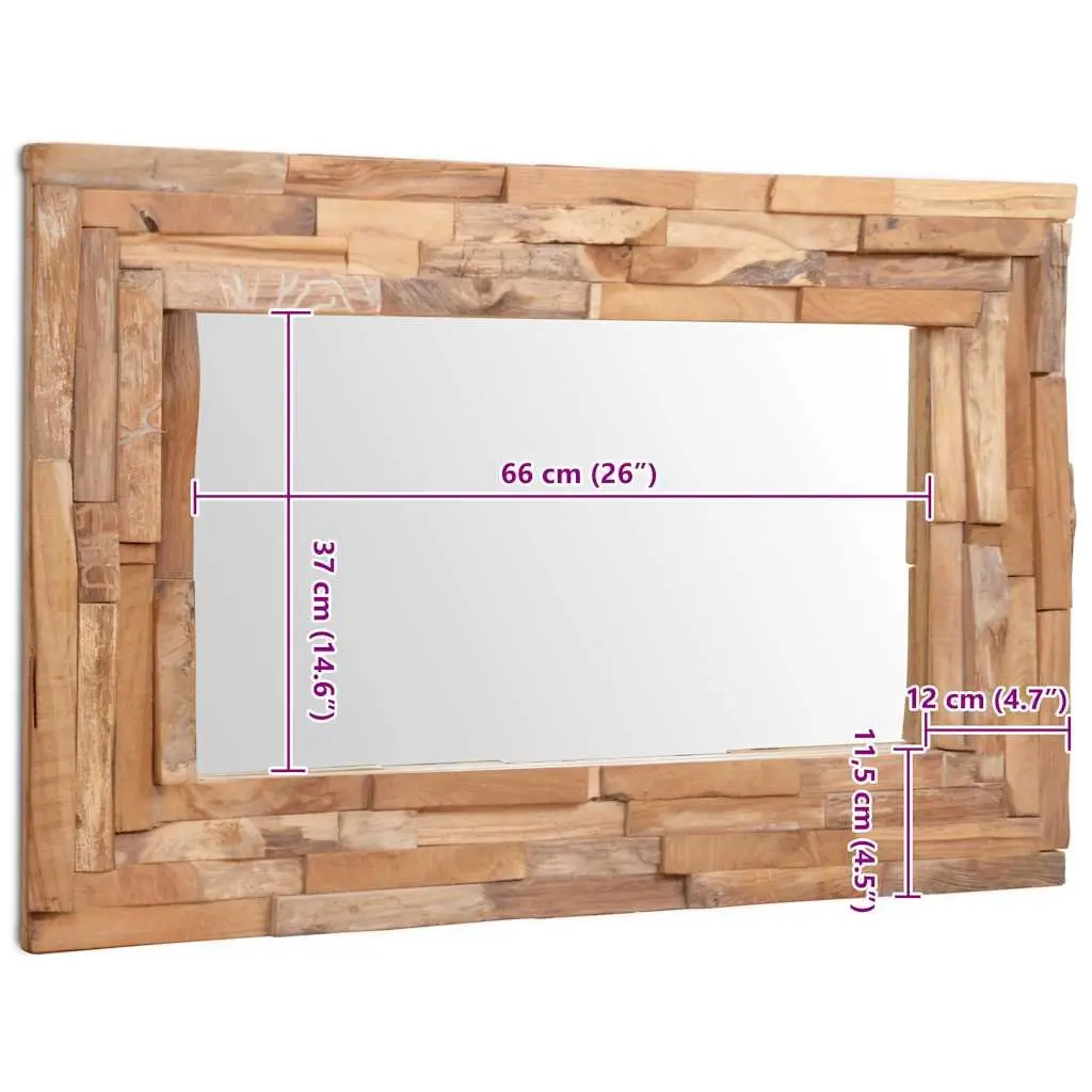 Rectangular Decorative Mirror with Teak Frame for Home