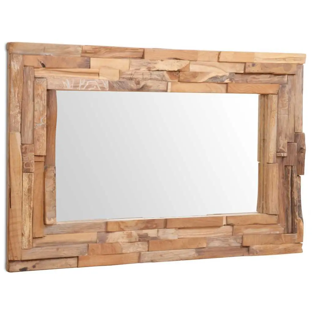 Rectangular Decorative Mirror with Teak Frame for Home