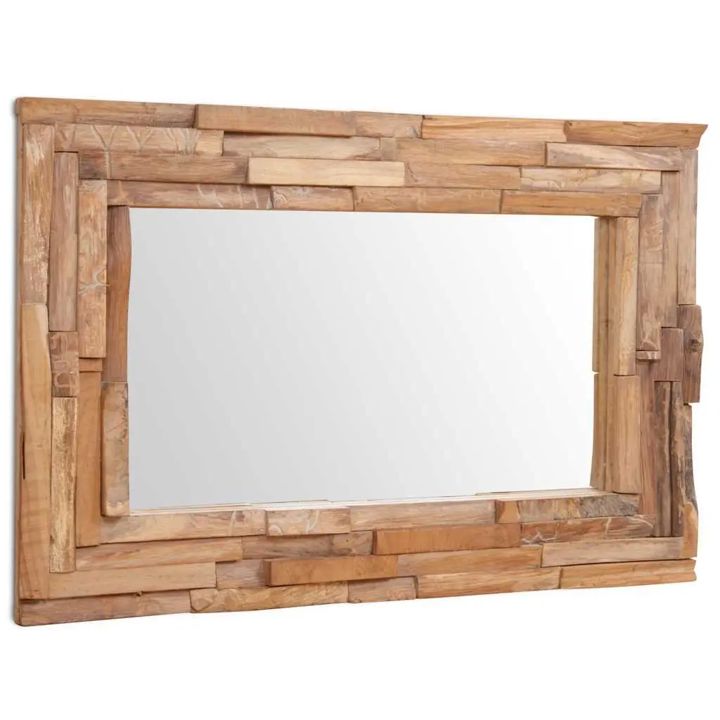 Rectangular Decorative Mirror with Teak Frame for Home
