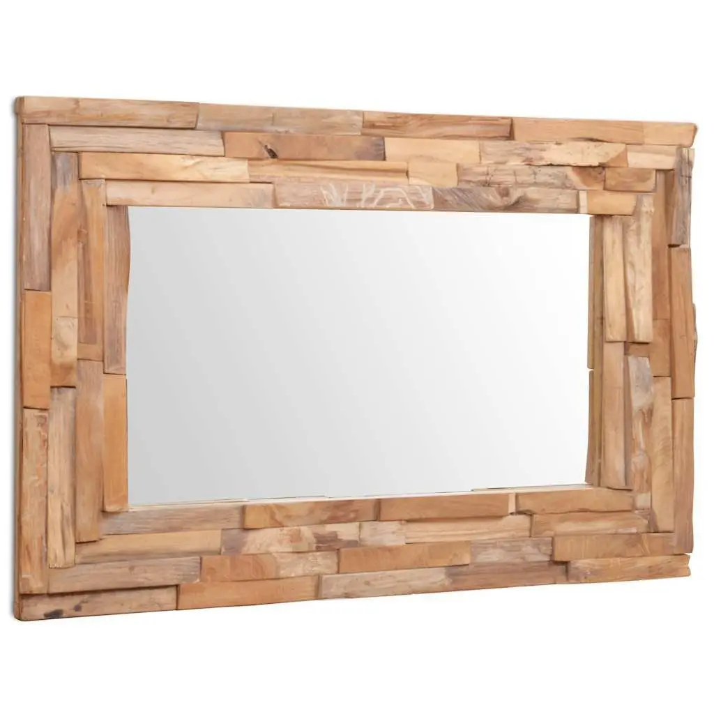 Rectangular Decorative Mirror with Teak Frame for Home