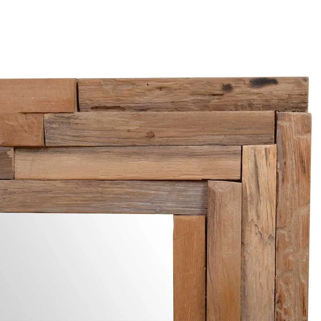Rectangular Decorative Mirror with Teak Frame for Home