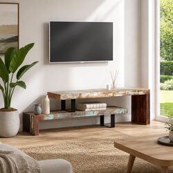 Solid Reclaimed Wood TV Stand with Stackable Design