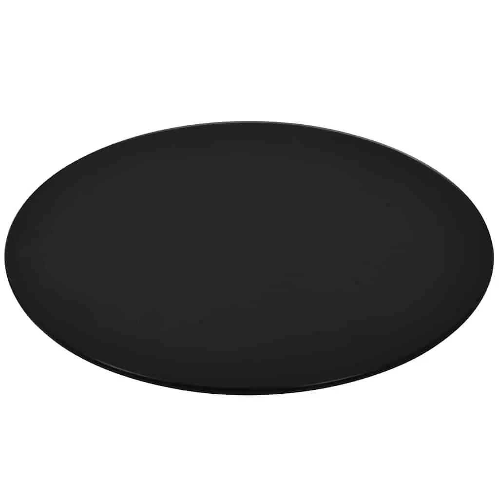 Round Black Table Top 400mm Tempered Glass for Dining Coffee Garden Use