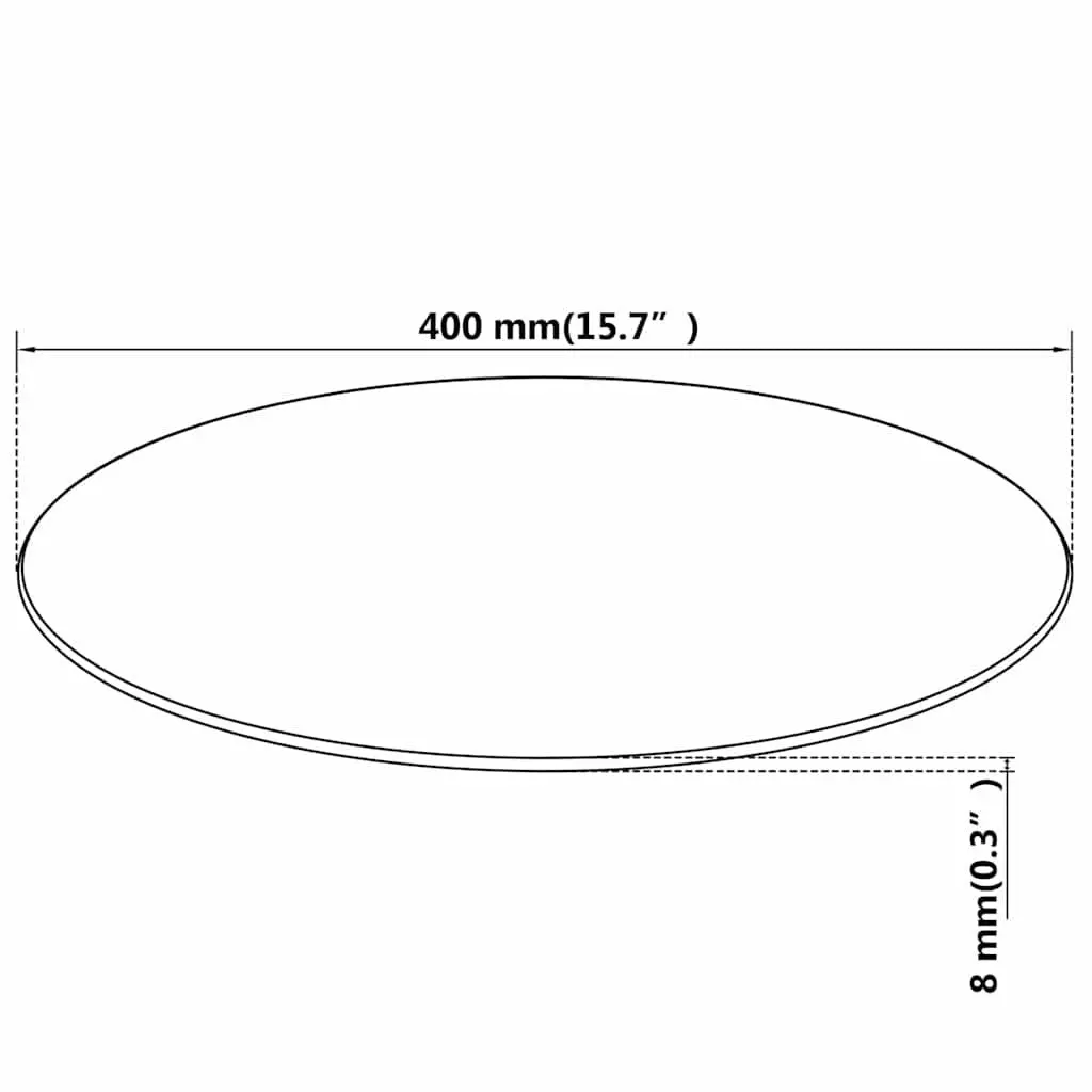 Round Black Table Top 400mm Tempered Glass for Dining Coffee Garden Use