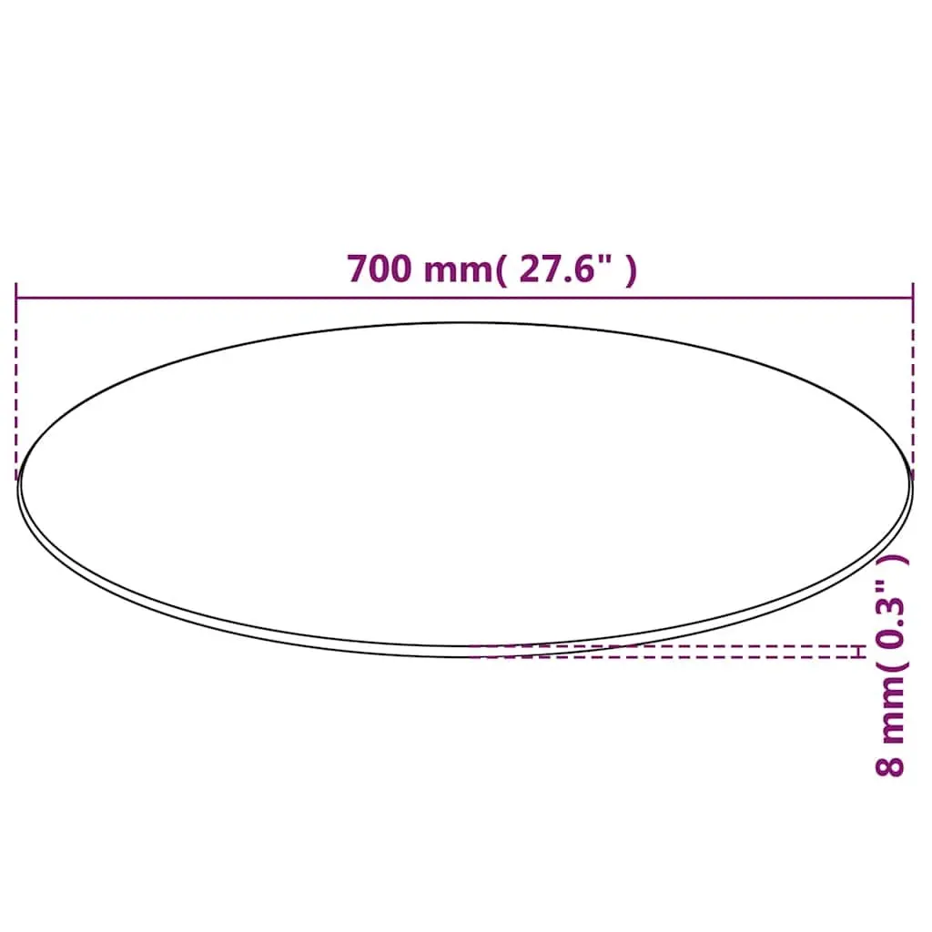 700mm Round Tempered Glass Table Top in Black