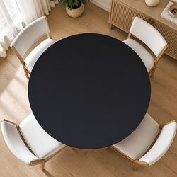 Sturdy Black Tempered Glass Table Top 800mm Diameter