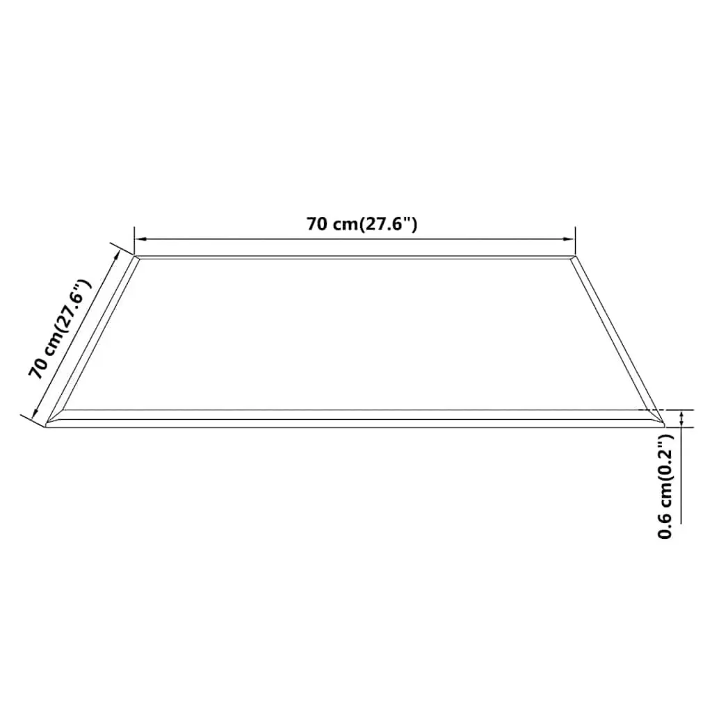 Square Black Tempered Glass Table Top 700x700mm for Replacement