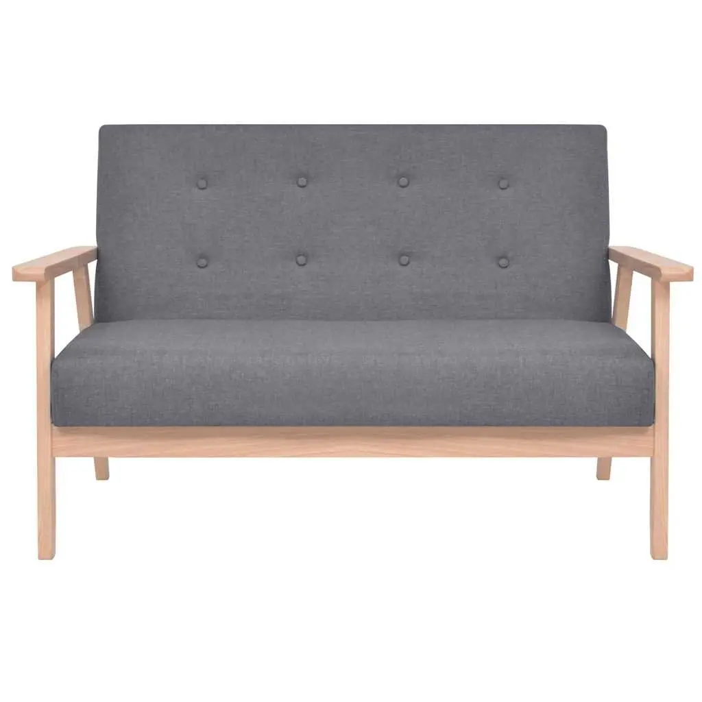 Grey Upholstered 2-Seater Sofa with Solid Frame