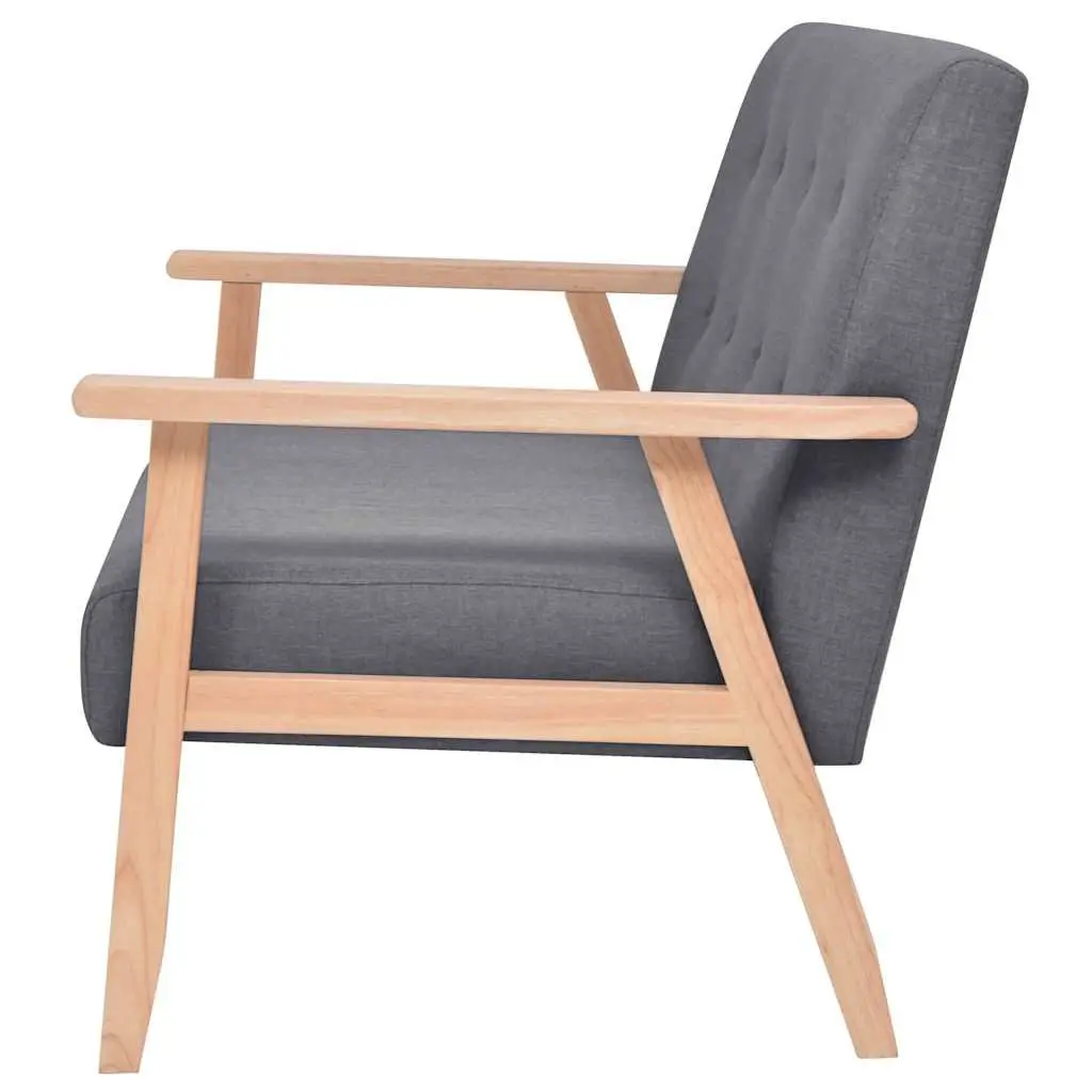 Grey Upholstered 2-Seater Sofa with Solid Frame