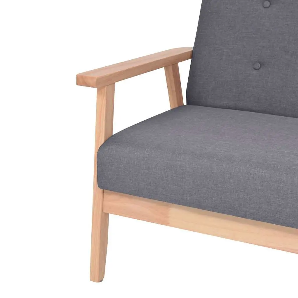 Grey Upholstered 2-Seater Sofa with Solid Frame