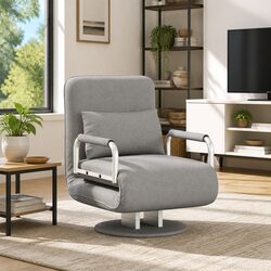 Durable Convertible Swivel Chair Sofa Bed Recliner in Grey