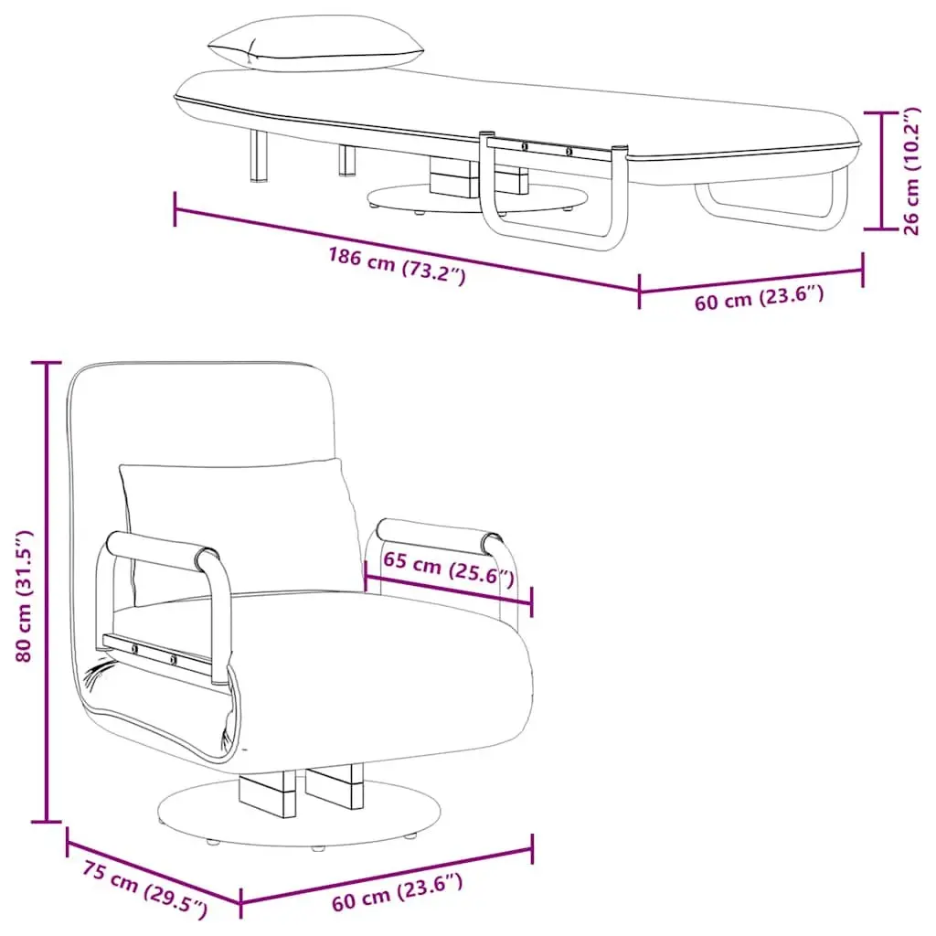 Convertible Chair Recliner Sofa Bed Grey Fabric Swivel Lounge