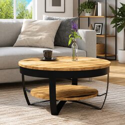 Industrial Vintage Coffee Table 65cm Solid Mango Wood