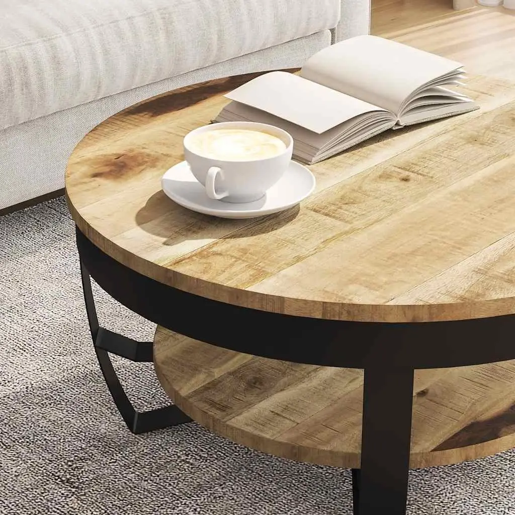 Industrial Vintage Coffee Table 65cm Solid Mango Wood