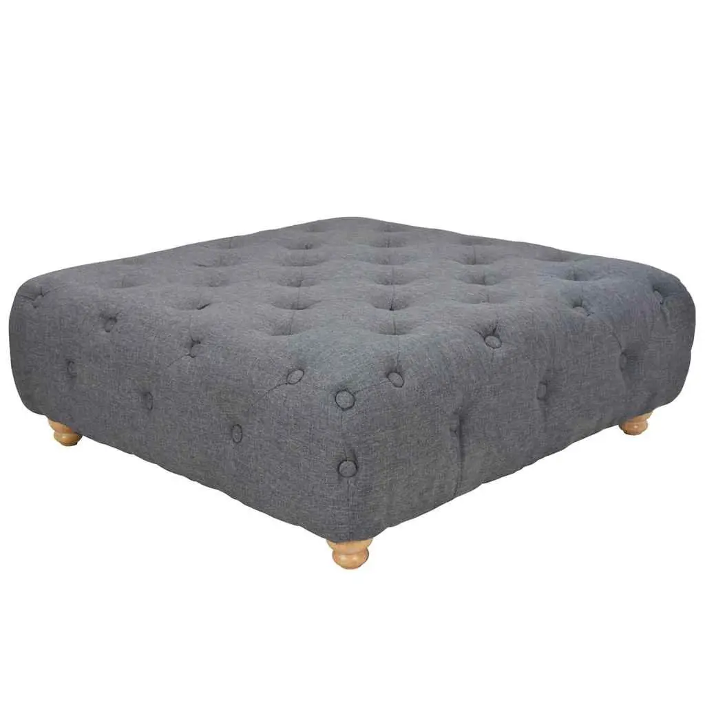 Pouffe Fabric Footrest Ottoman 80x80x30cm Dark Grey