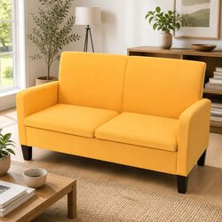 Comfortable Yellow 2-Seater Sofa for Living Room