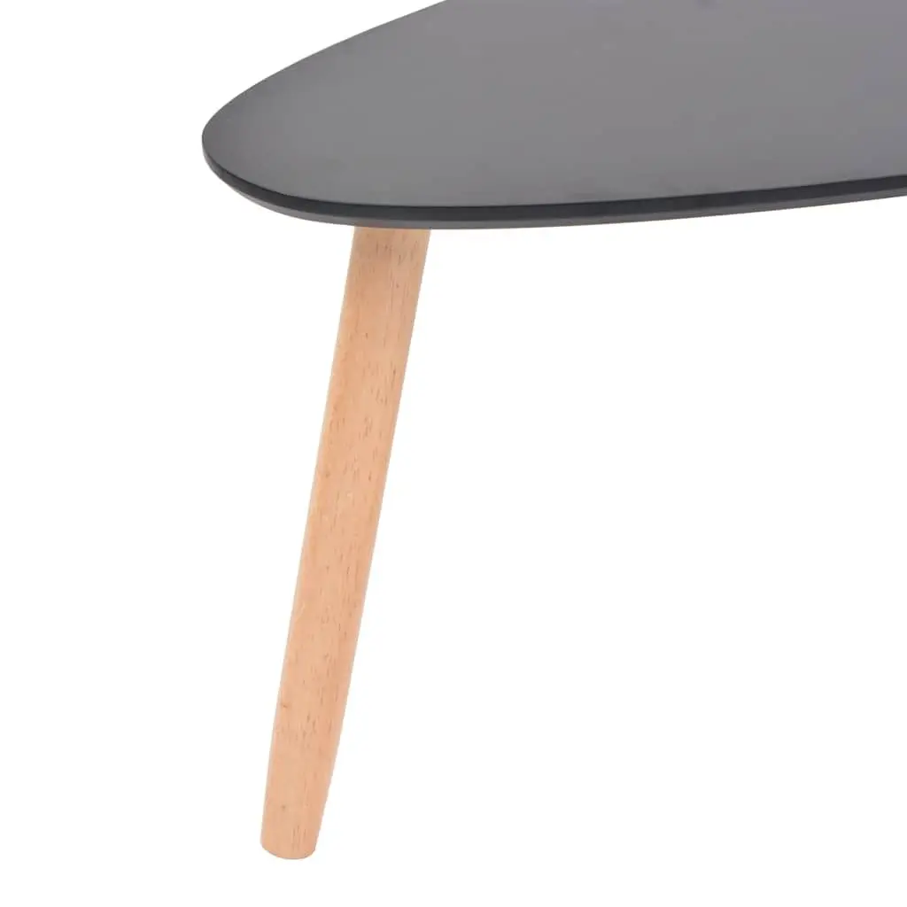 Coffee Table Set Solid Pinewood MDF 2 Pieces Black
