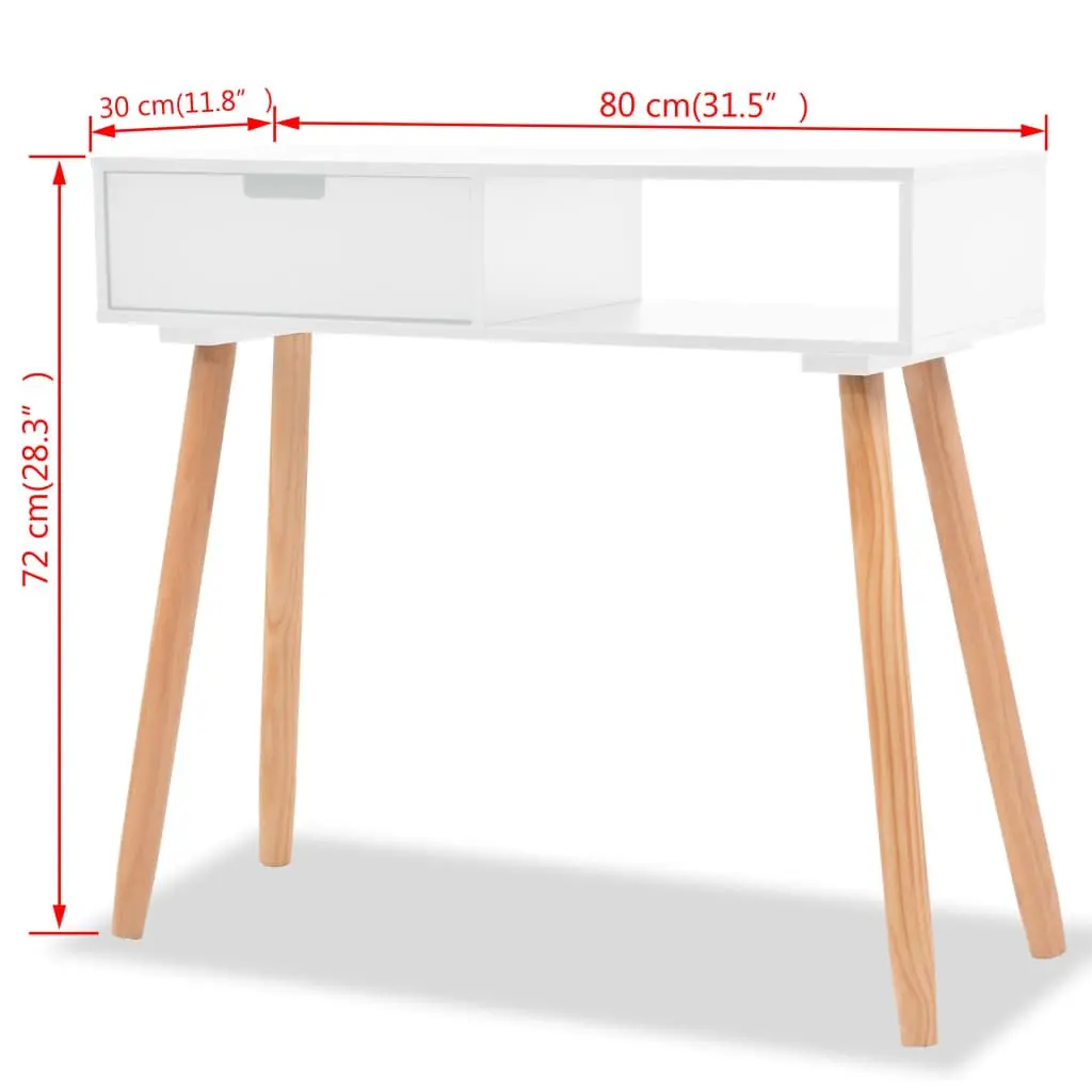 Solid Pinewood Console Table with Storage Drawer