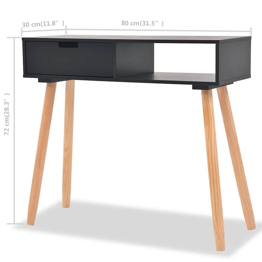 Black Console Table with Solid Pinewood Build