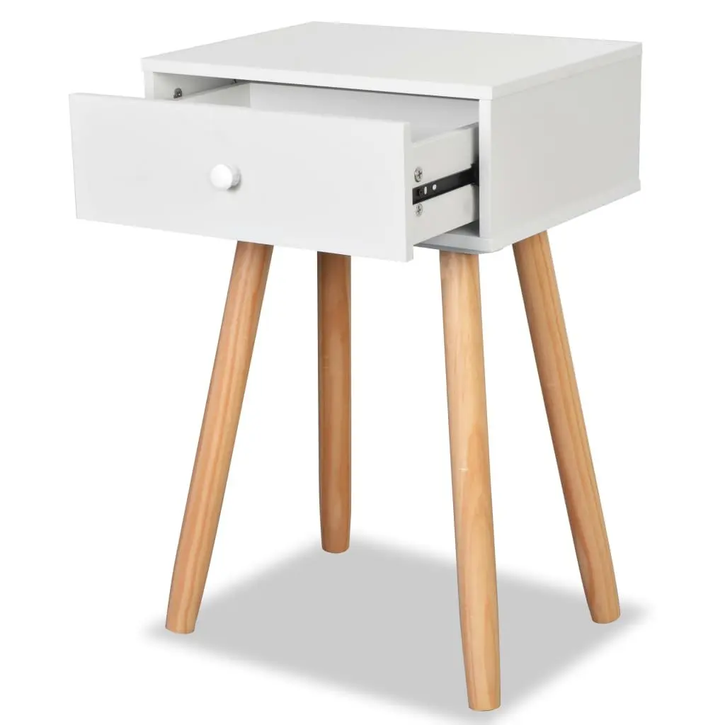 Bedside Tables Solid Pinewood 40 x 30 x 61 cm White 2 pcs Nightstands Drawer Storage