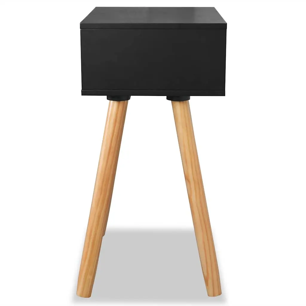 Bedside Tables 2 pcs Solid Pinewood Nightstands Black Bedroom Furniture Drawers