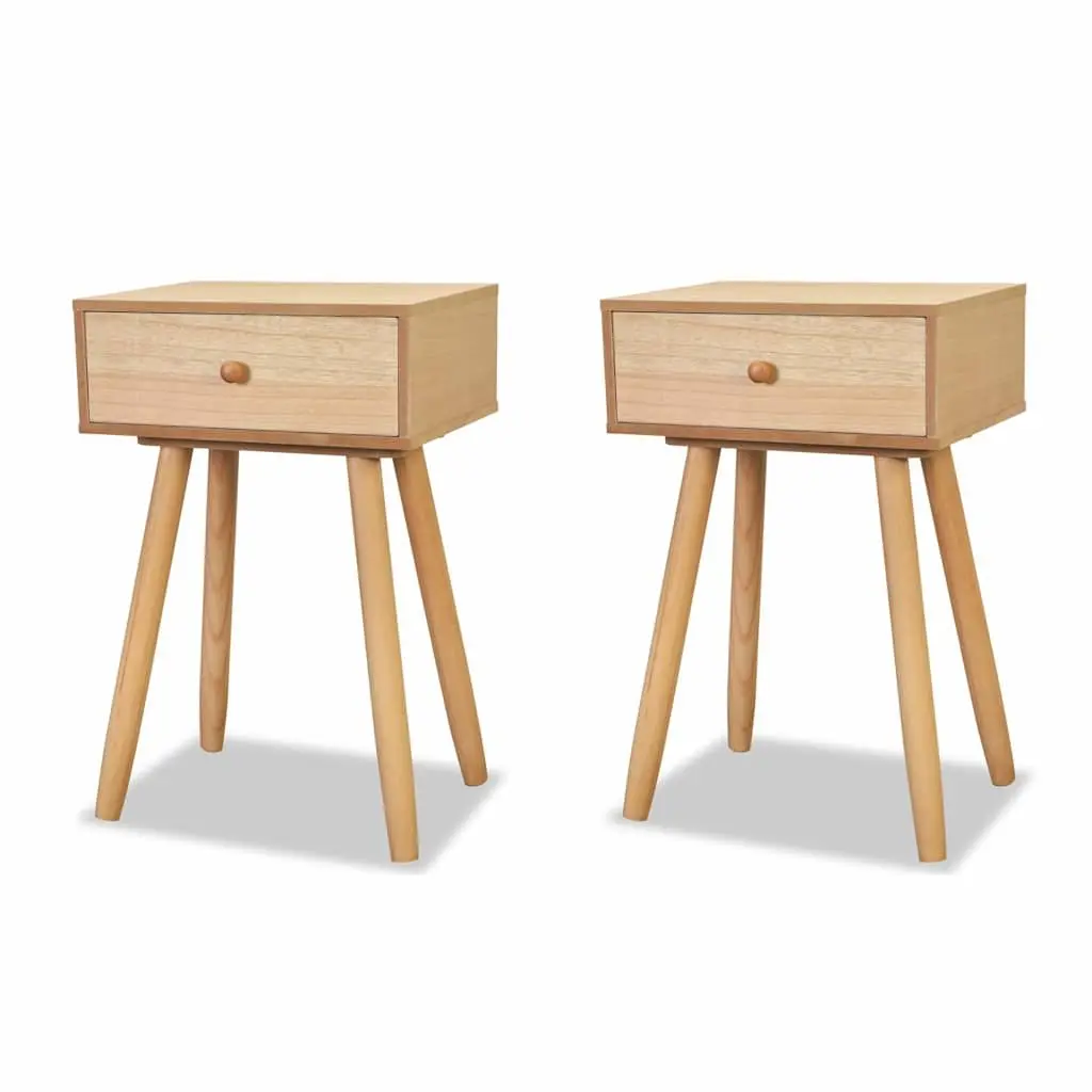 Solid Pinewood Bedside Tables 2 pcs Retro Nightstand