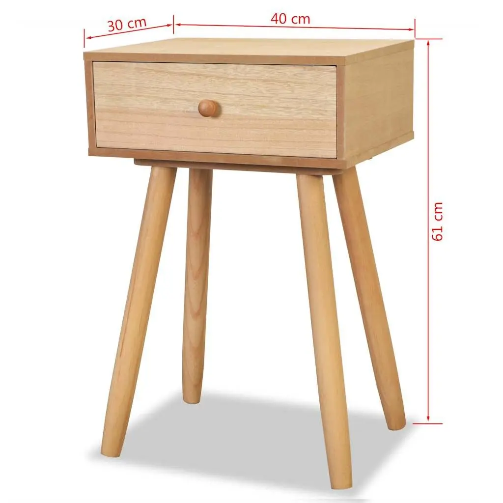 Solid Pinewood Bedside Tables 2 pcs Retro Nightstand