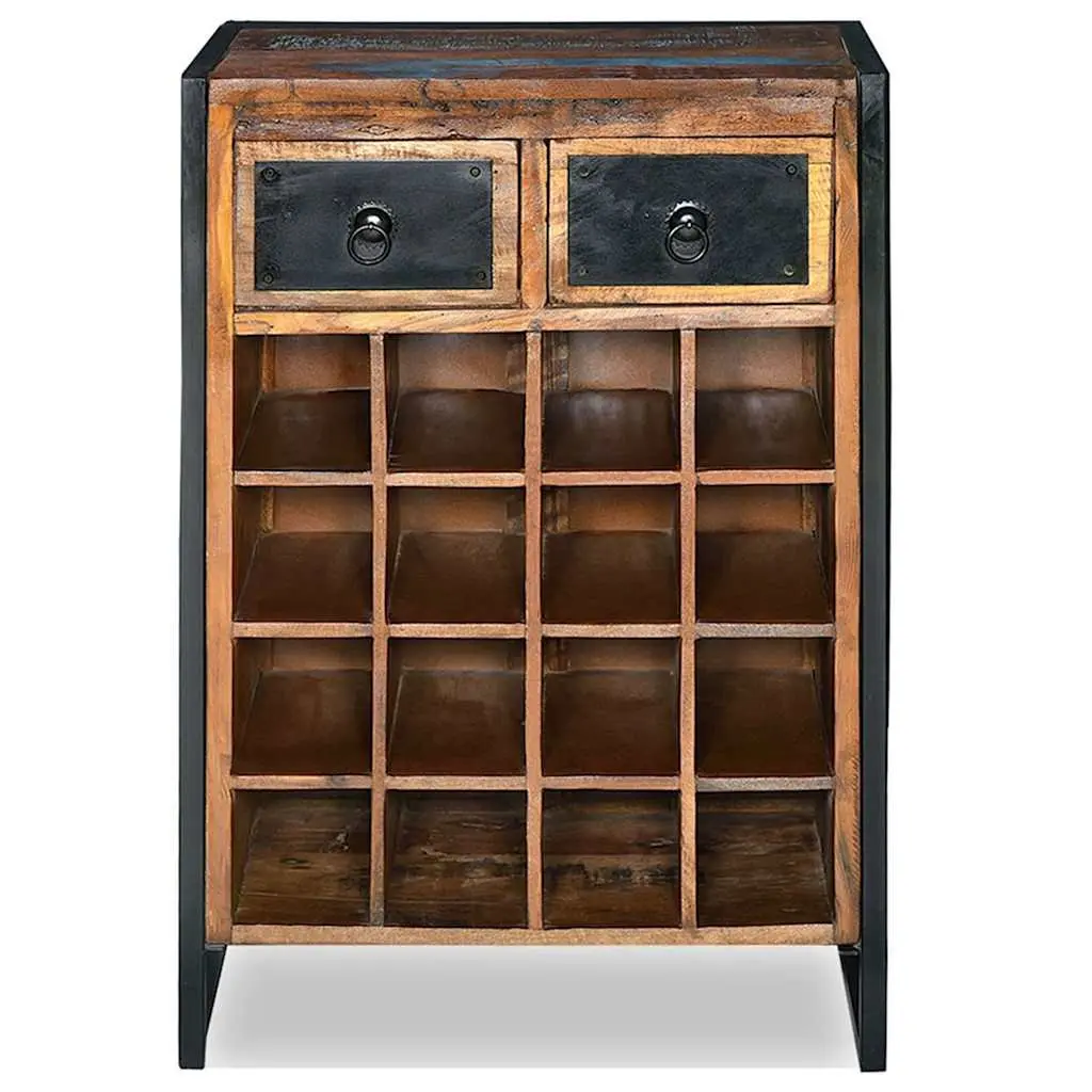 Reclaimed Wood Industrial Style 16 Bottle Wine Rack