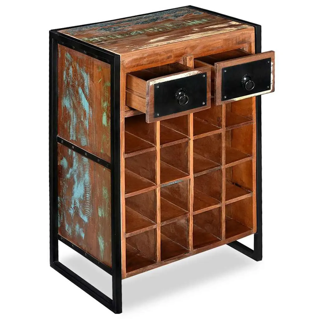 Reclaimed Wood Industrial Style 16 Bottle Wine Rack