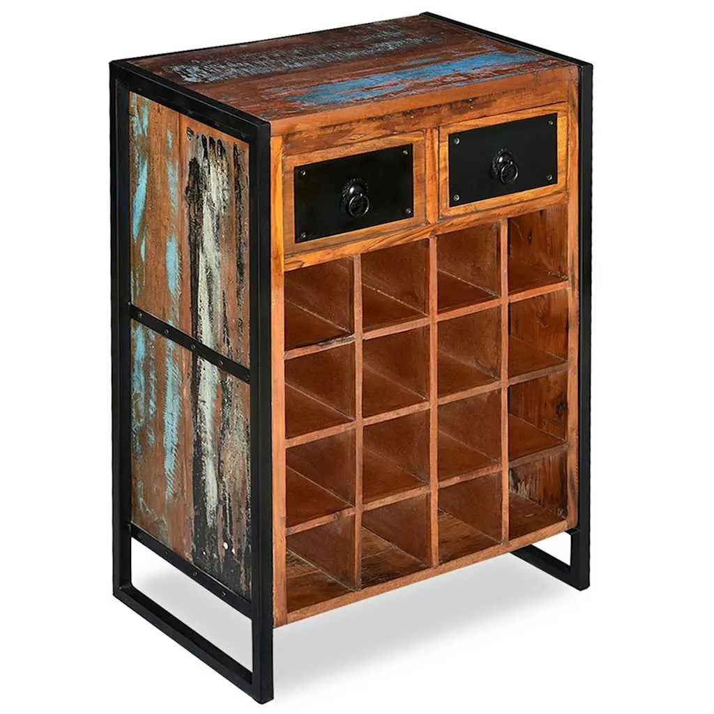 Reclaimed Wood Industrial Style 16 Bottle Wine Rack