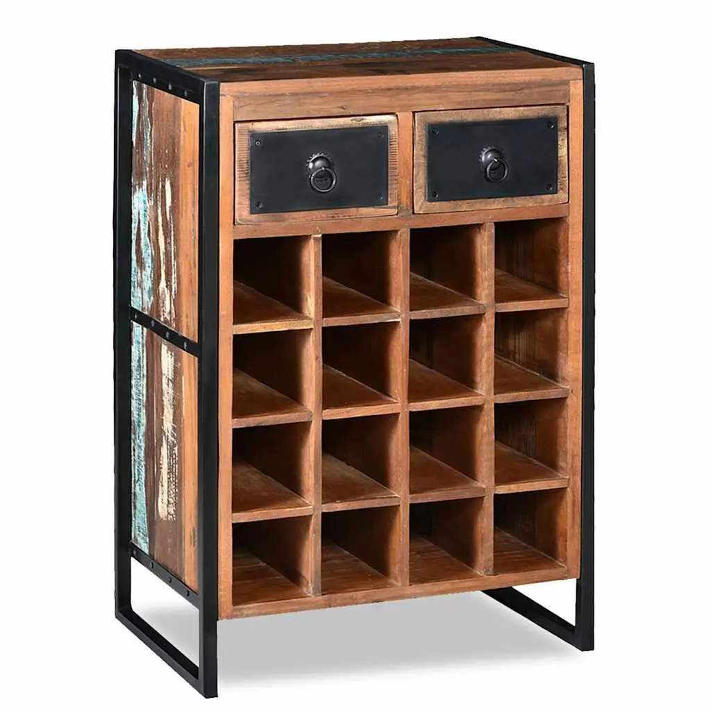 Reclaimed Wood Industrial Style 16 Bottle Wine Rack