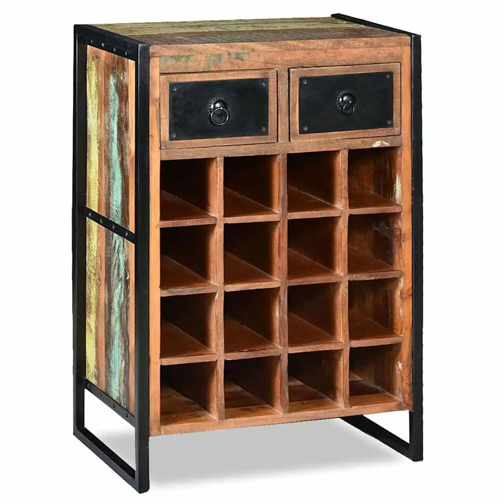 Reclaimed Wood Industrial Style 16 Bottle Wine Rack
