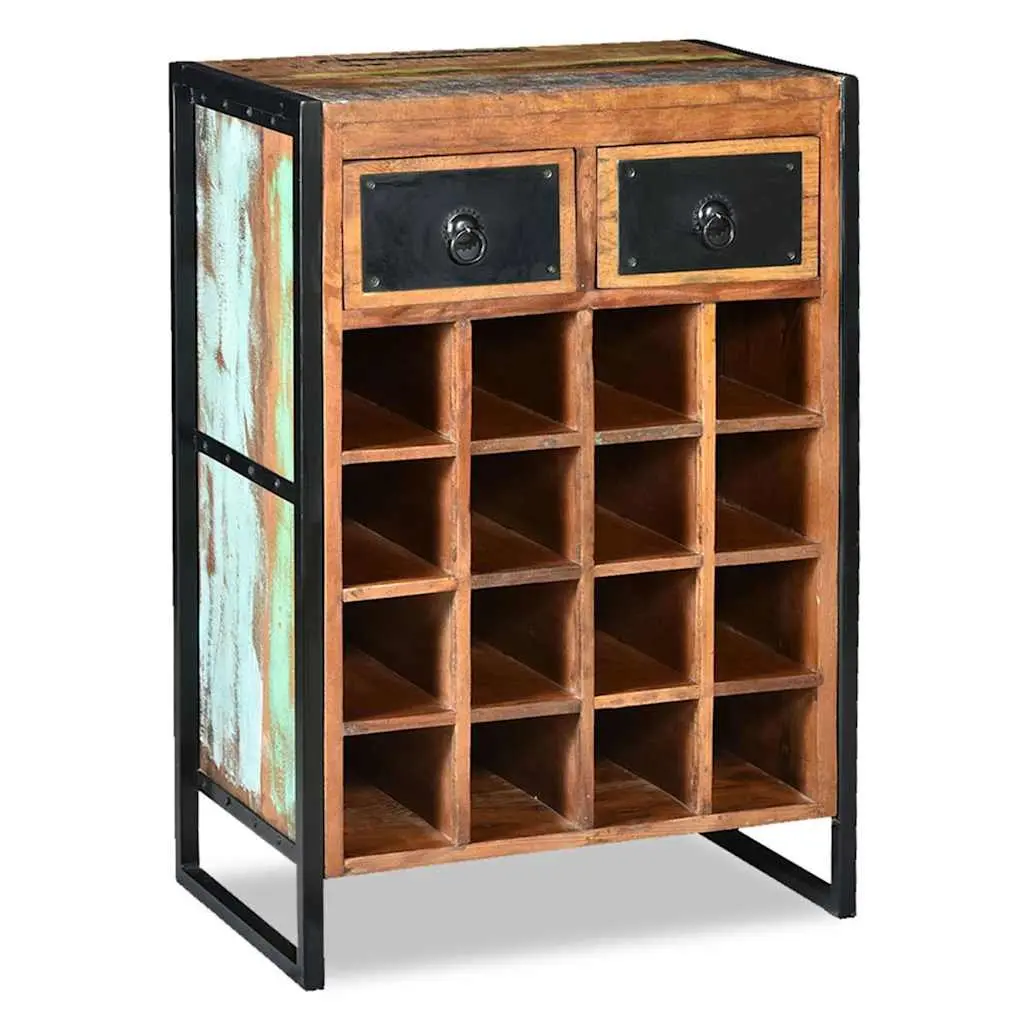 Reclaimed Wood Industrial Style 16 Bottle Wine Rack