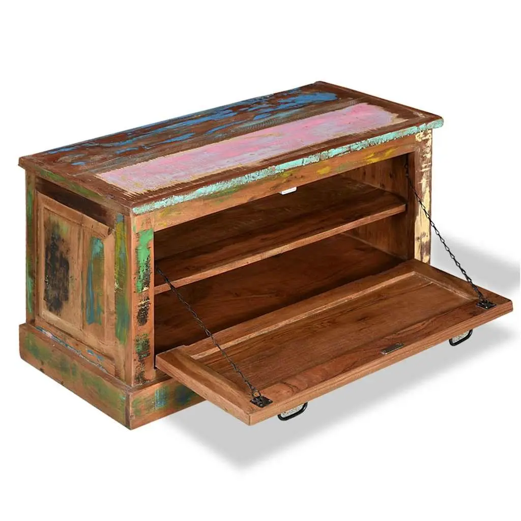 Solid Reclaimed Wood Shoe Storage Bench with Seating