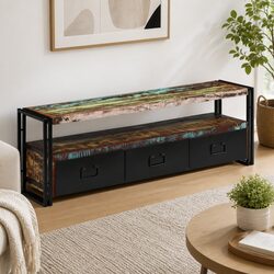 Industrial-Style TV Cabinet with Antique Drawers