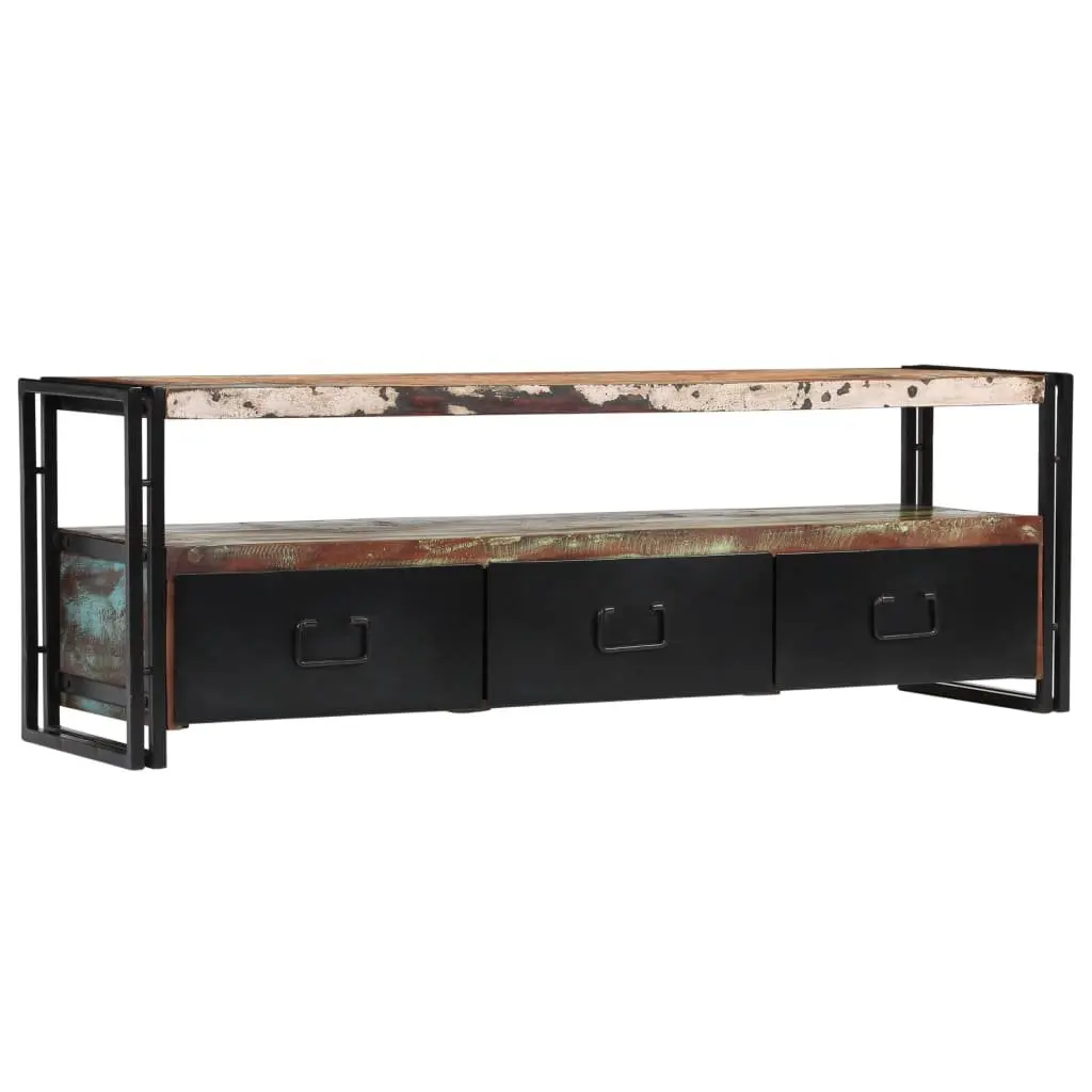 Industrial-Style TV Cabinet with Antique Drawers