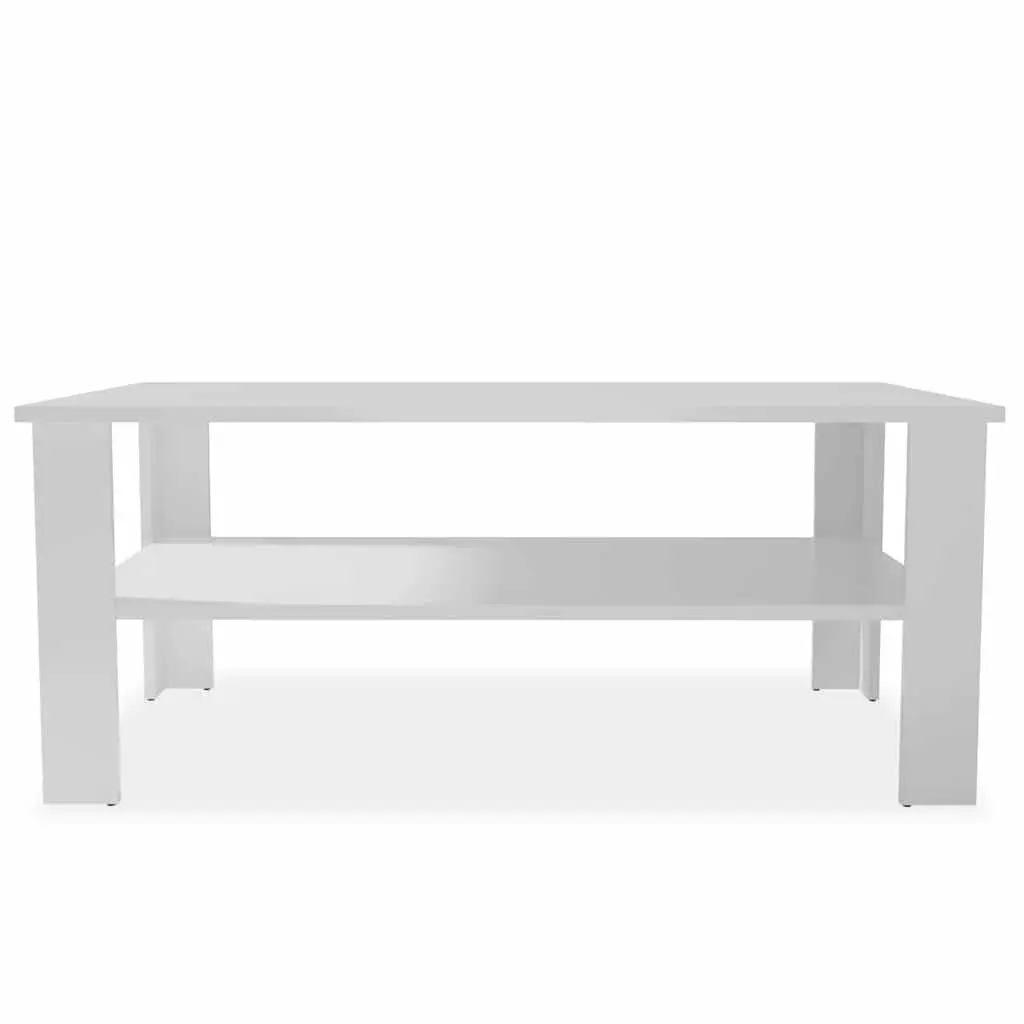 White Coffee Table with Storage Shelf