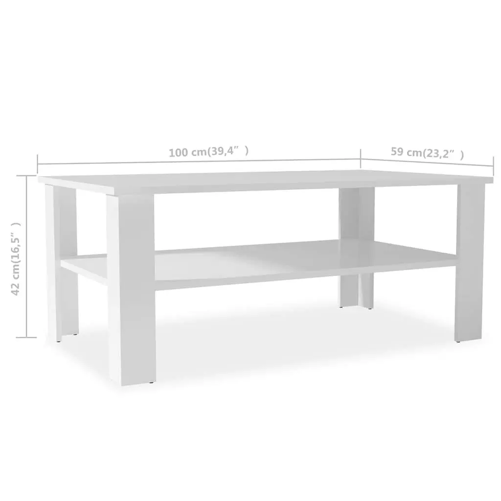 White Coffee Table with Storage Shelf