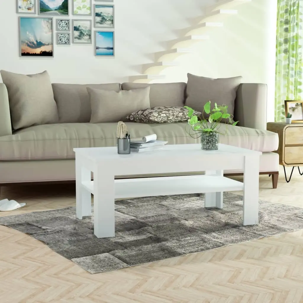 White Coffee Table with Storage Drawer